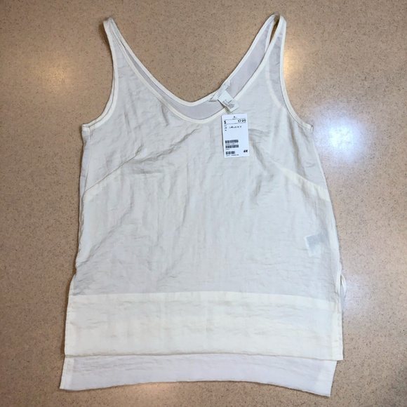 H&M Tops - H&M White Loose Fit Sheer V-Neck Tank Top, Size 4